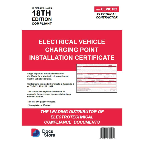 Electric Vehicle Charging Point Installation Certificate (Single Circuit)